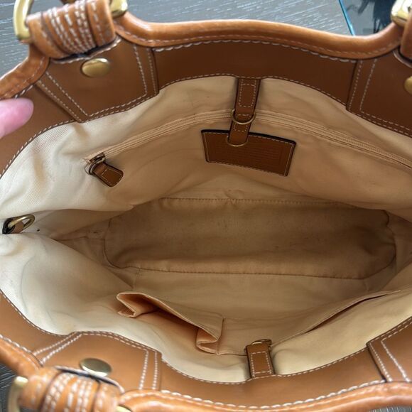 Coach Tan and Brown Tote Bag with Leather Accents - Picture 3 of 12